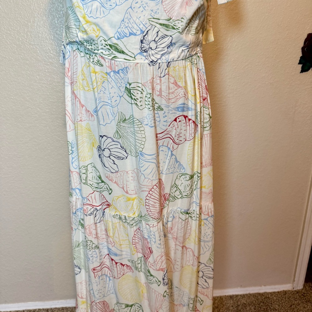Eloquii Seashell Tiered Flowy Maxi Dress White Size 18 - Picture 4 of 16